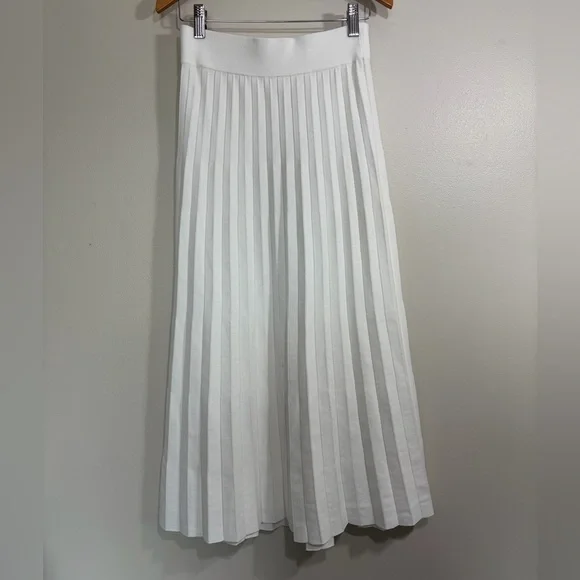 Sezane Leonine Ecru Knit Pleated Skirt Midi Small - Picture 8 of 13